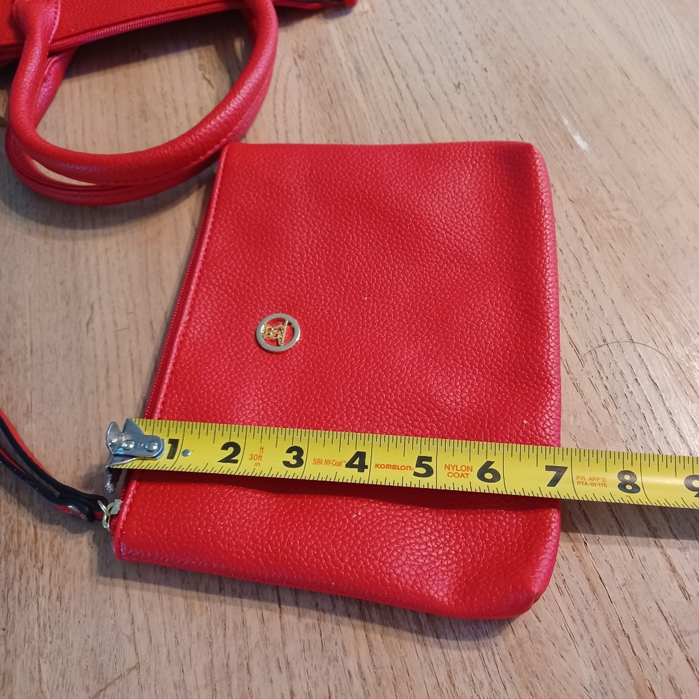 BELLA ROSE CROSSBODY/ DOUBLE HANDLES BAG WITH WRISTLET/MAKE-UP BAG  NWOT - Picture 14 of 15